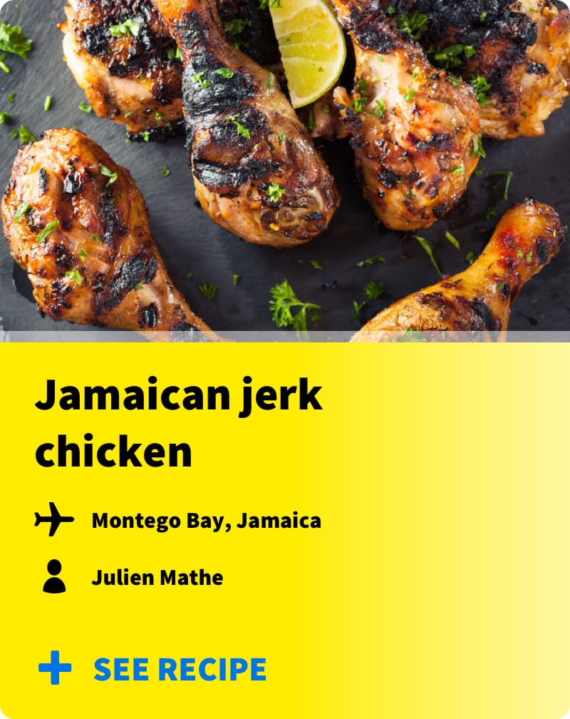 Jamaican jerk chicken by Julien Mathe, Montego Bay, Jamaica