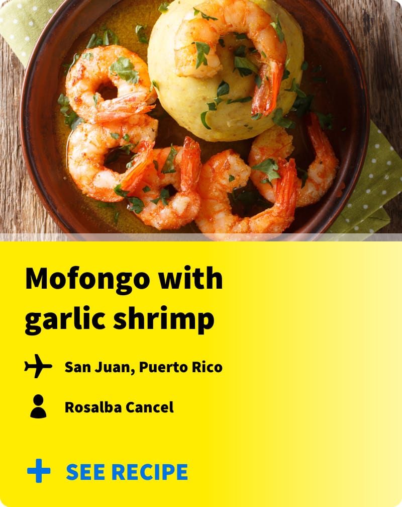 Mofongo with garlic shrimp by Rosalba Cancel, San Juan, Puerto Rico