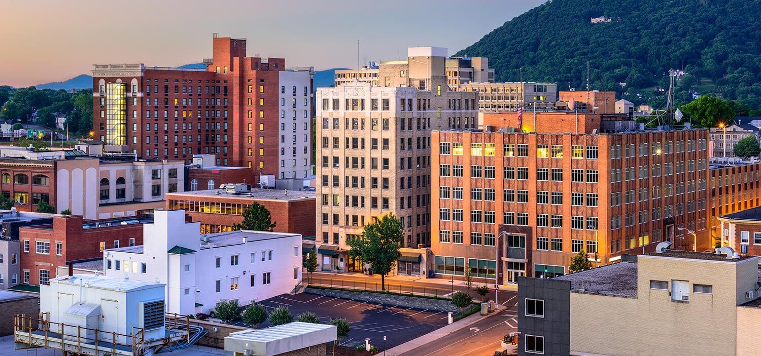 Multi-level buildings in downtown Roanoke