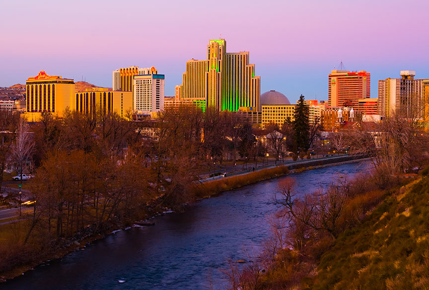 Downtown Reno at sunset